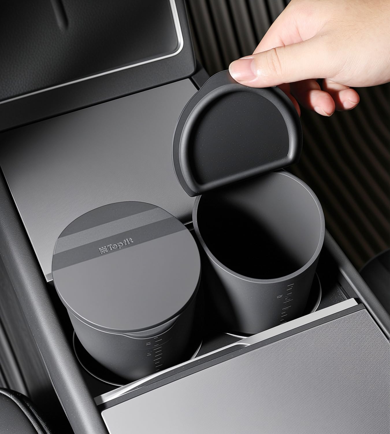 BMZX Car Trash Can with Lid Small Cup Holder Door Pocket Garbage Can Trash Bin Trash Container Fits Auto Home Office, Black 2Pcs