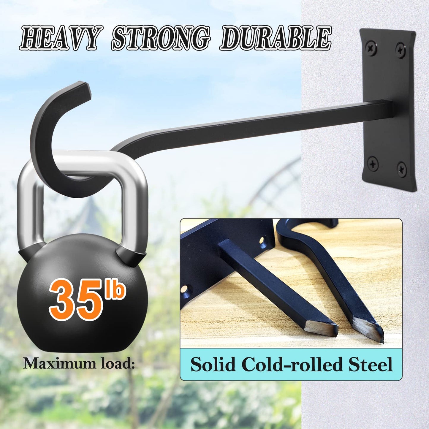 QIEGL 10inch Heavy Duty Plant Hangers Outdoor or Indoor Bird Feeder Hanger Shepherd Hooks 2pcs Black Metal Wall Hook for Hanging Plant Bracket, Lantern, Flower Basket, Wind Chimes