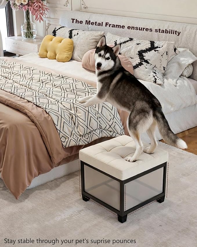 ABHENG Velvet Cover Steel Frame Ottoman