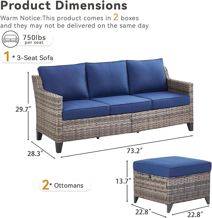 Buenhomino 3 Pieces Patio Furniture Sofa Set-Outdoor Wicker Patio Furniture