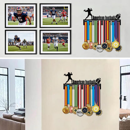 Resama Fashion Medal Hanger Holder Display Wall Rack Frame Shelf-Black Metal Medal Hanger Awards Ribbon Cheer,Gymnastics,American Football Easy to Install