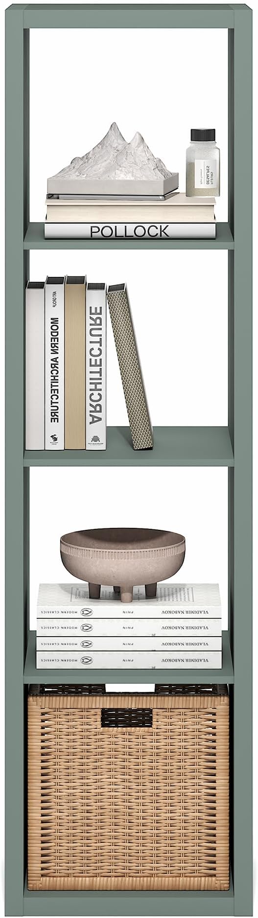 Furinno Cubicle Book Shelf, Vertical 4-Cube Bookshelf, Extra Thick Horizontally