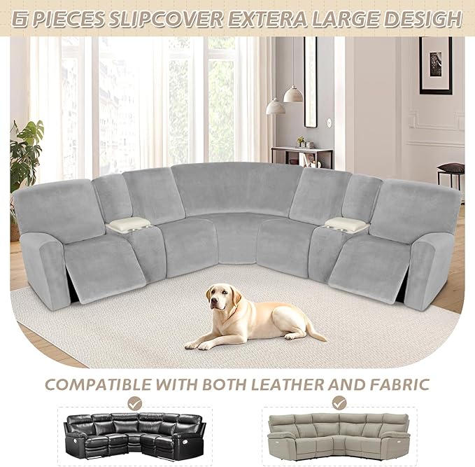 Arfntevss Sectional Recliner Couch Covers Velvet Washable Corner Sectional Sofa