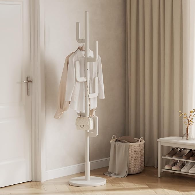 Muwuele Solid Wood Cactus Coat Rack, Freestanding Coat Rack