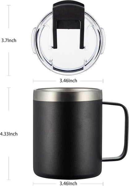 12oz Insulated Coffee Mug Cup with Handle, Stainless Steel Travel Coffee Mug with Flip Lid, Double Wall Vacuum Coffee Tumbler,Sage