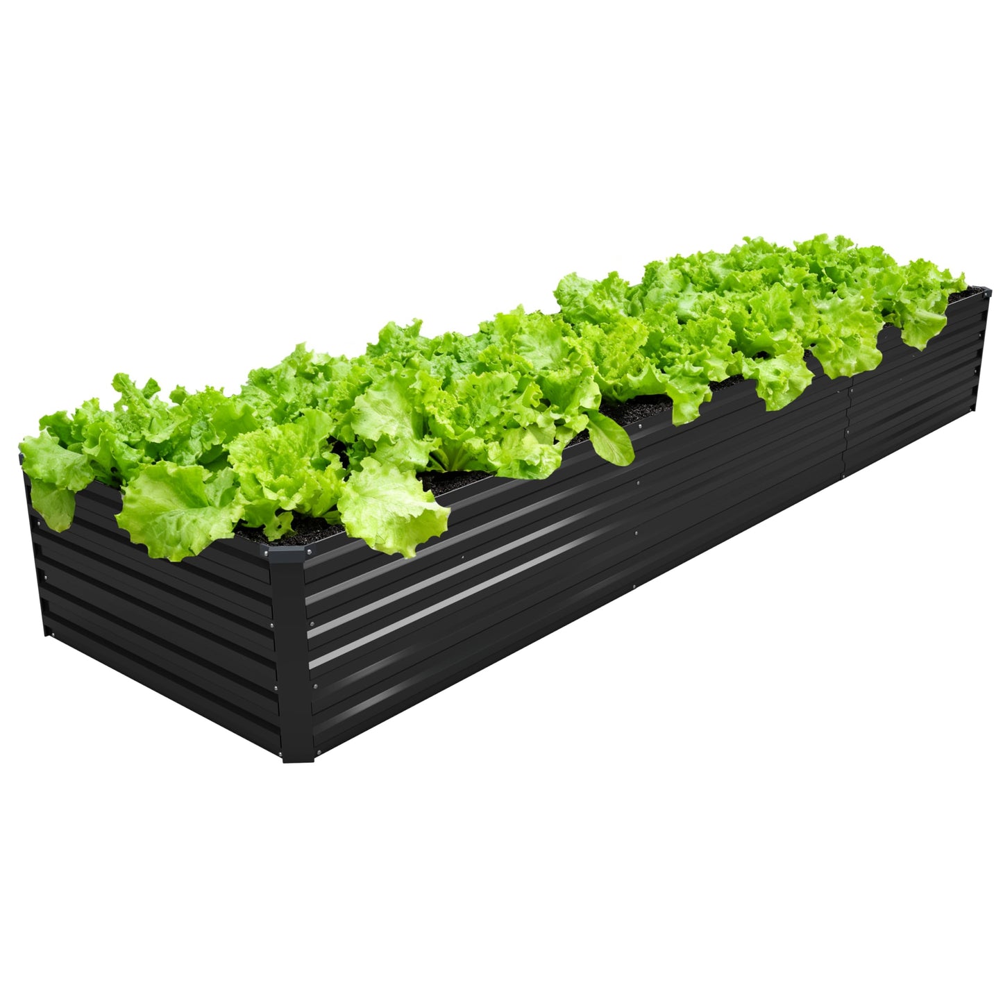 DIIYIV 12x2x1.5FT Galvanized Raised Garden Bed,Vegetable Boxes-Rectangle Metal Flower Box,Large Planter Raised Beds Outdoor Garden for Planting,Fruit,Herb-Black