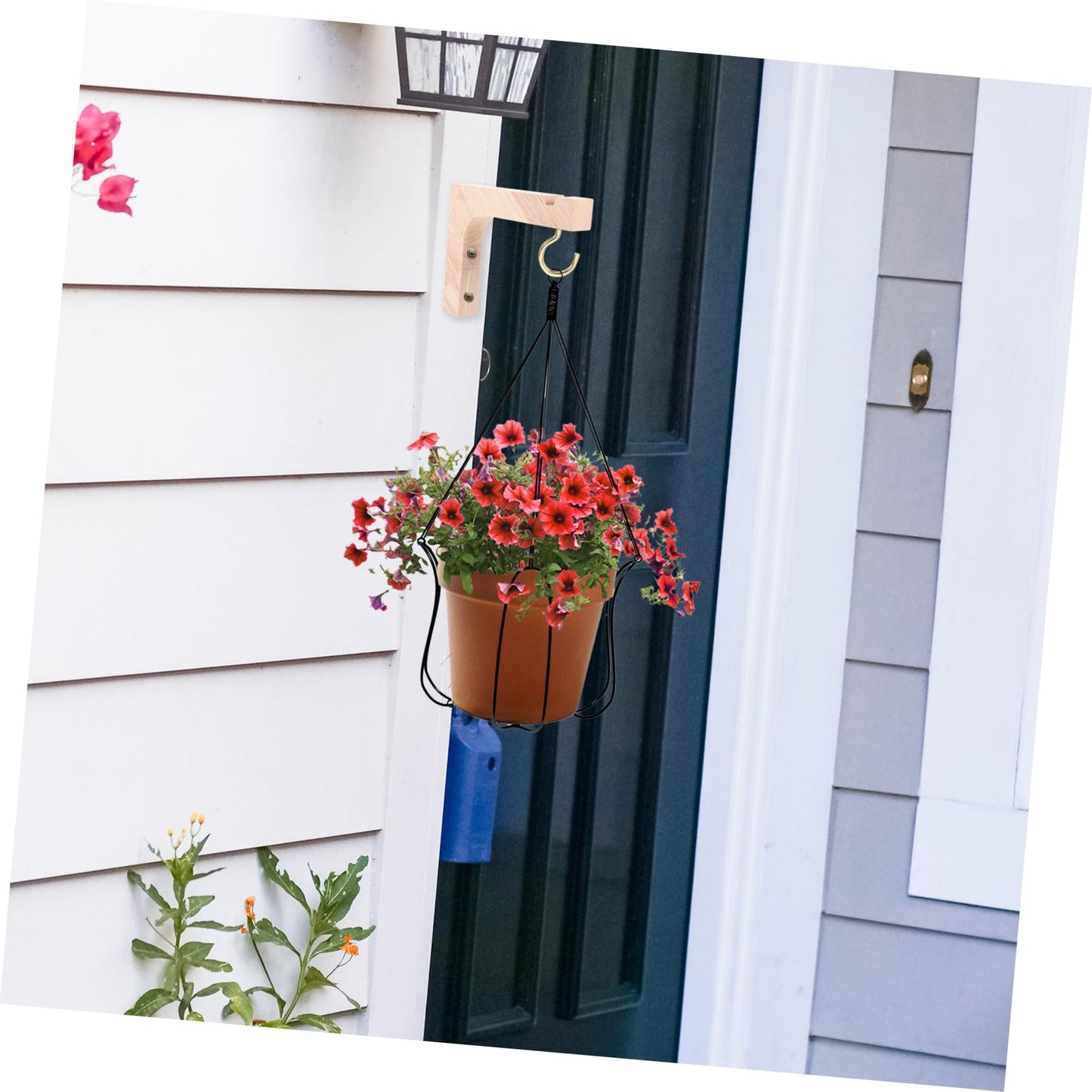 Yardenfun 2pcs Wooden Plant Hangers Heavy-Duty Wall Mount Hooks for Indoor and Outdoor Hanging Planters, Ceiling and Wall Brackets for Flowerpots, Natural Wood Finish