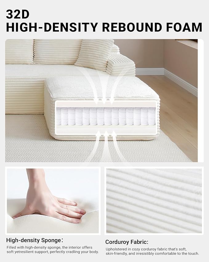 Cloud Sectional Couch, Corduroy Boneless Couches