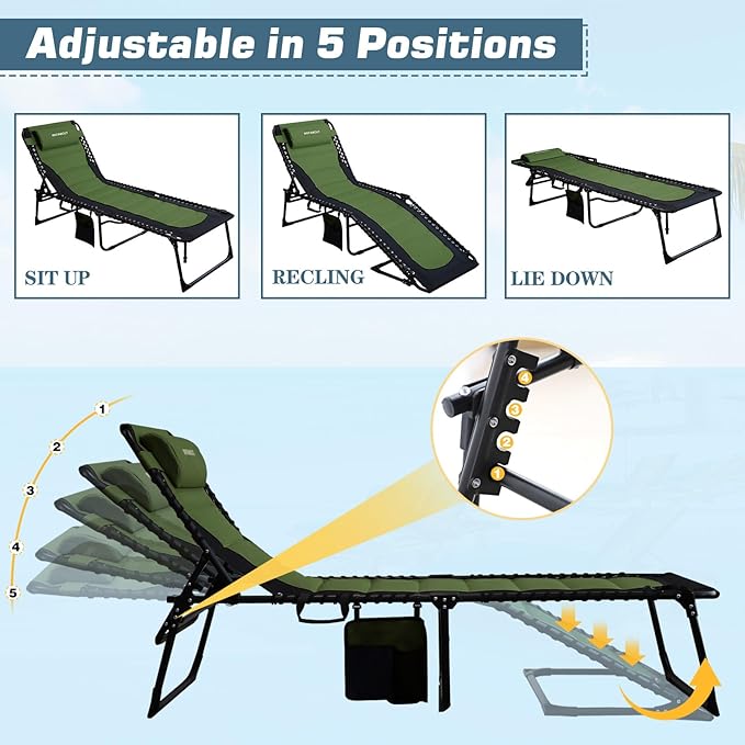 Oversized Padded Outdoor Folding Lounge Chair