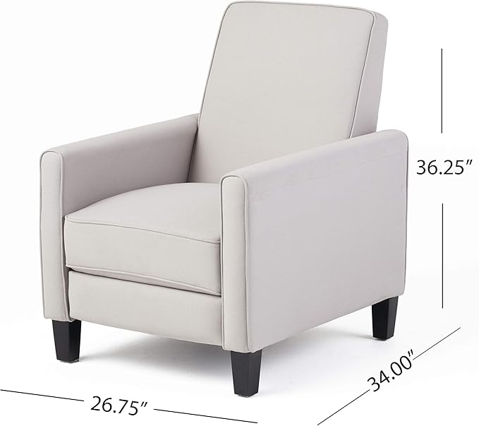 Christopher Knight Home Emmie Fabric Recliner, Light Gray, Dark Brown