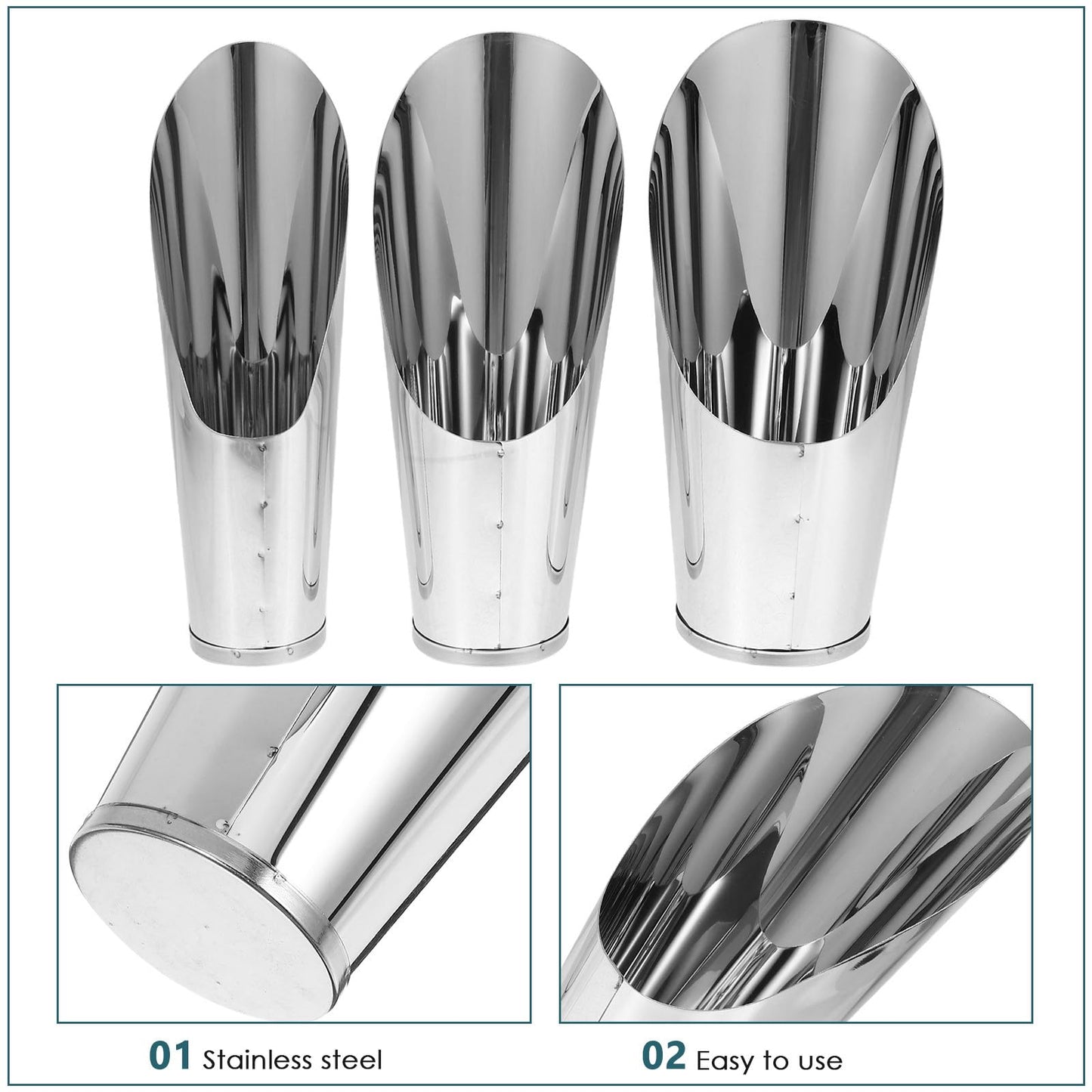 OATIPHO 3pcs Stainless Steel Soil Scoop Set Garden Bucket Shovels for Bonsai Succulents Planting Gardening Hand Tools with Large Medium Small Cups
