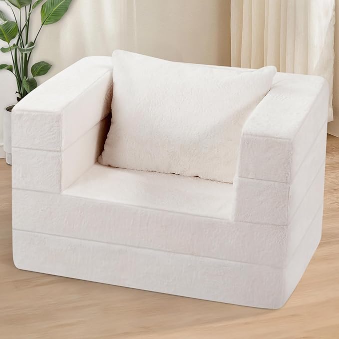 Futon Sofa Bed with Pillow, 3-in-1 Sleeper Sofa Bed with Removable Cover