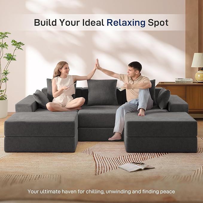 Living&Giving 101" U-Shaped Cloud Sectional Couch