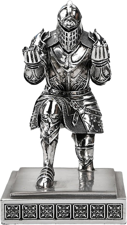 King's Guard Knight Pen Holder Pen Stand Desk Organizers and Accessories Resin Pencil Holder as Gift for Office and Home (Silver(Plating))