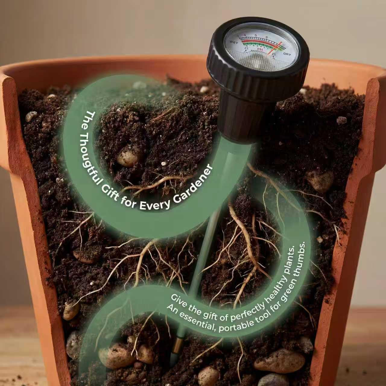 Soil Moisture Meter, Quickly detect Soil Acidity and Alkalinity Without the Need for Batteries, Portable Soil ph Meter, Le for Gardens, Lawns, Larms, and Indoor Potted Plants,295 mm Long