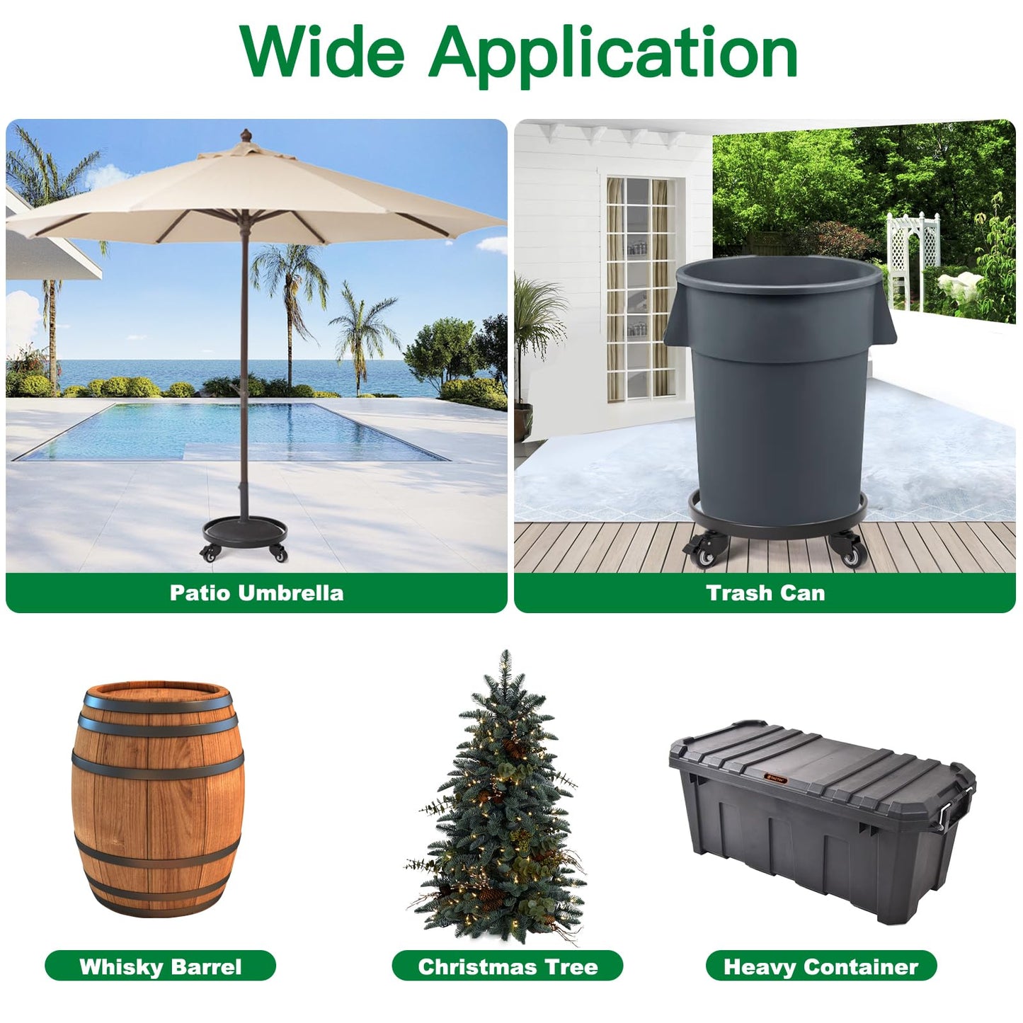 AMAGABELI GARDEN & HOME Metal Plant Caddy with Wheels Heavy Duty Iron Rolling Casters Plant Stand 2 Pack 12" Rollers Round Flower Pot Rack on Dolly Holder Indoor Outdoor Planter Trolley
