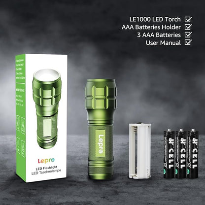 Lighting EVER LED Flashlights High Lumens, Small Flashlight, Waterproof, Adjustable Focus Flash Light for Outdoor, Emergency, Camping, AAA Batteries Included, 2 Pack