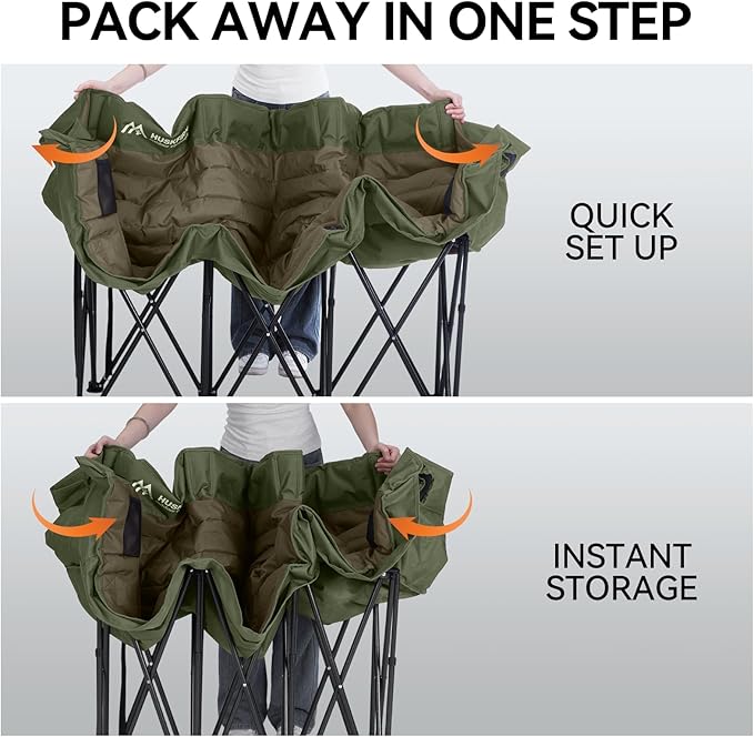 Huskfirm 3 Person Camping Chairs Folding Double Camping Chair Portable