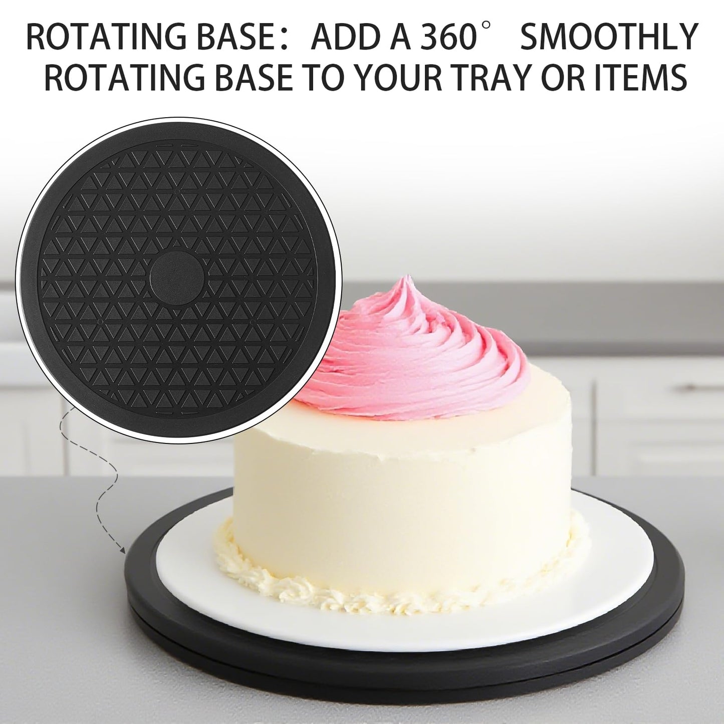 2 Pcs (8 Inch) Heavy Duty Rotating Swivel Stand - Lazy Susan with Steel Ball Bearings for Model Base/Rotating Plants/Crafts Stand Monitor/TV/Monitors/Potted Plants (360˚ Rotation)