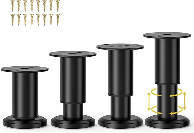 Wlrrcwdttc 4 Pcs Metal Adjustable Furniture Legs 3.15-4.72 inch, Adjustable
