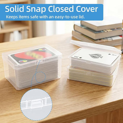 neotidy Playing Card Storage Box Set of 12, Clear Plastic Playing Card Cases Organizer with Snap Lid, Mixed Sizes Card Game Storage for UN* Cards, Standard Decks, Trading Cards, Card Game Holder Case