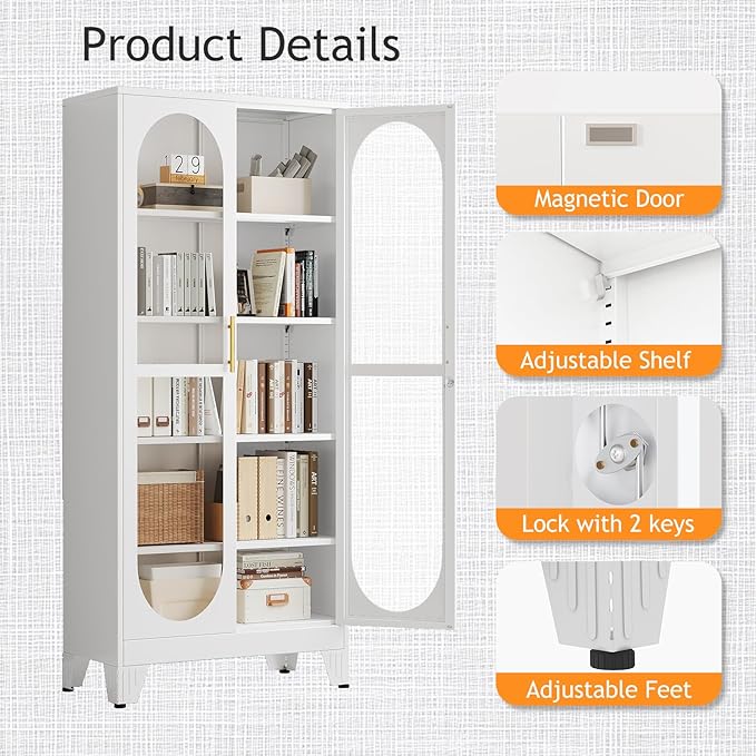 PAOFIN 71" H Locking Display Cabinet