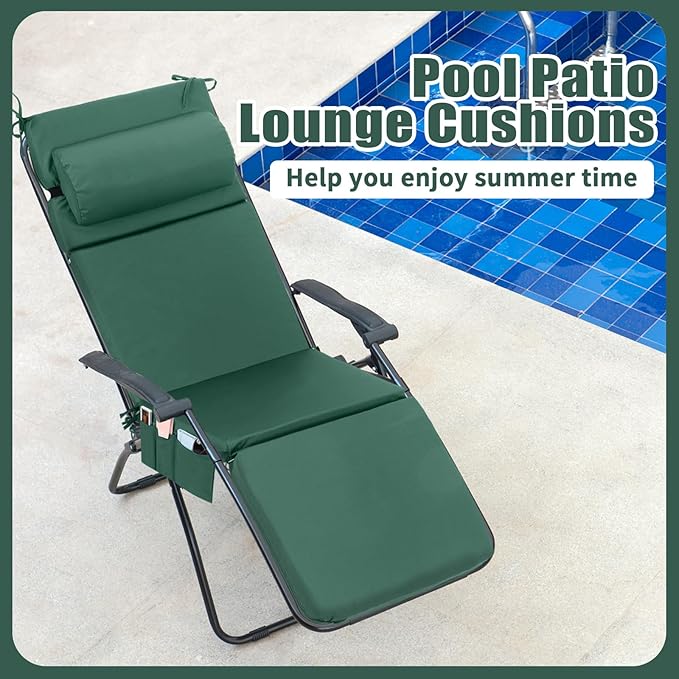 Wenqik 2 Pcs Outdoor Chaise Lounge Cushion