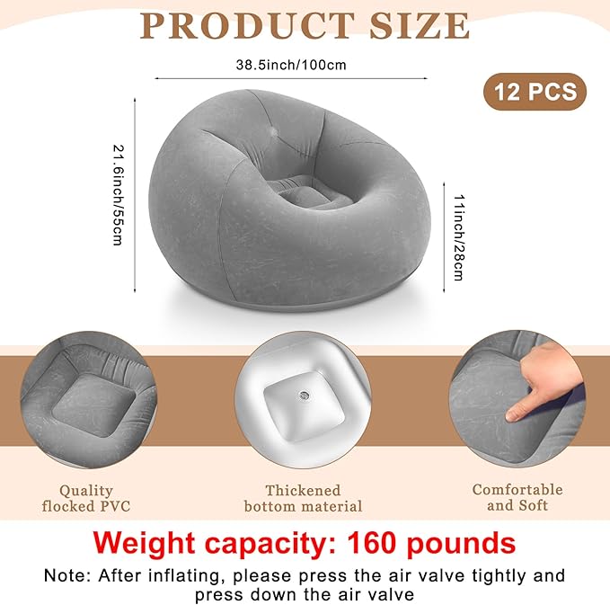 Realspring 6 9 12 Pcs Inflatable Bean Bag Chairs