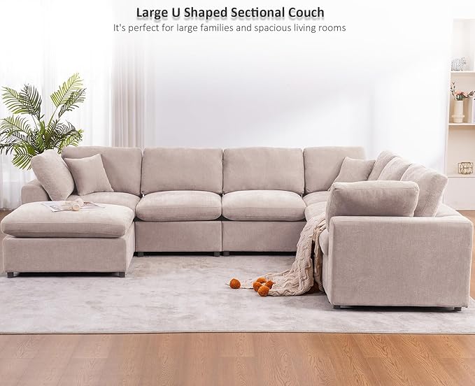 Oversized Modular Sectional Sofa Couch, Large 7 Seater Corner Sofa Modern U