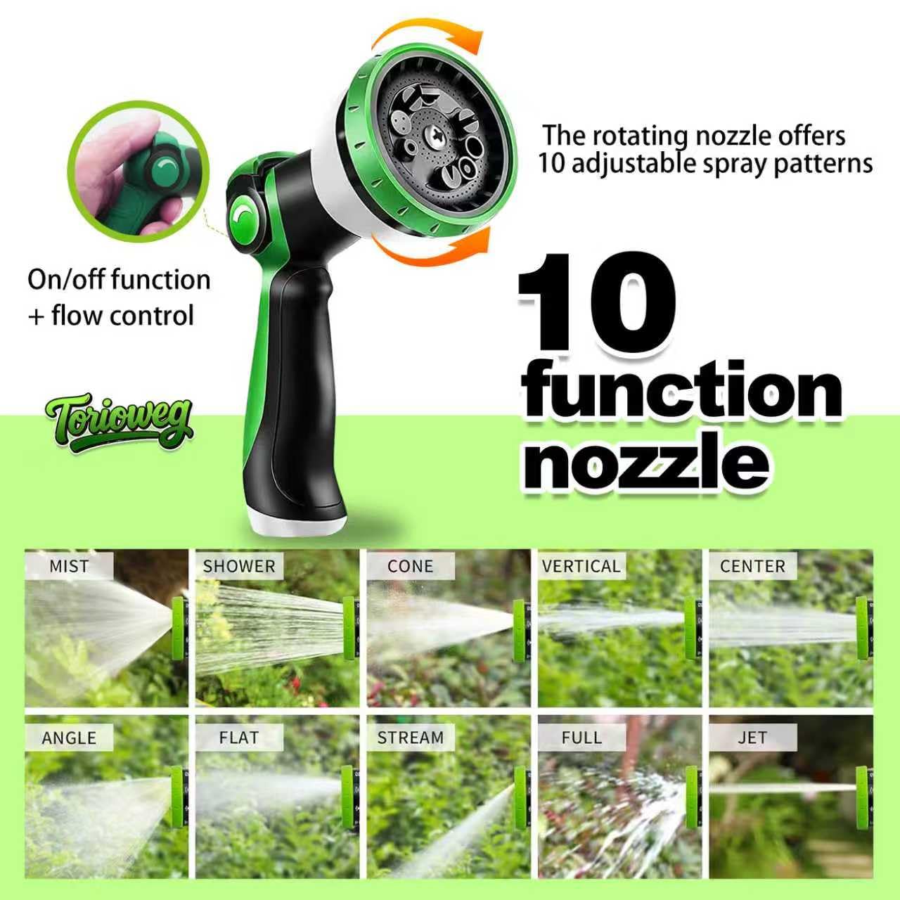 Torioweg Garden Hose 75 FT-Triple-layer pipe, Heavy Duty Water Hose with solid Aluminum Fittings, Ultra-Lightweight and Flexible, Abrasion-Resistant, Rust-Resistant,Watering and Cleaning for Outdoor