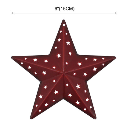 CVHOMEDECO. Primitives Rustic Gifts American Flag Stars Punched Metal Barn Stars for Wall/Wreaths/Twigs Decor, 6 Inch, Set of 3