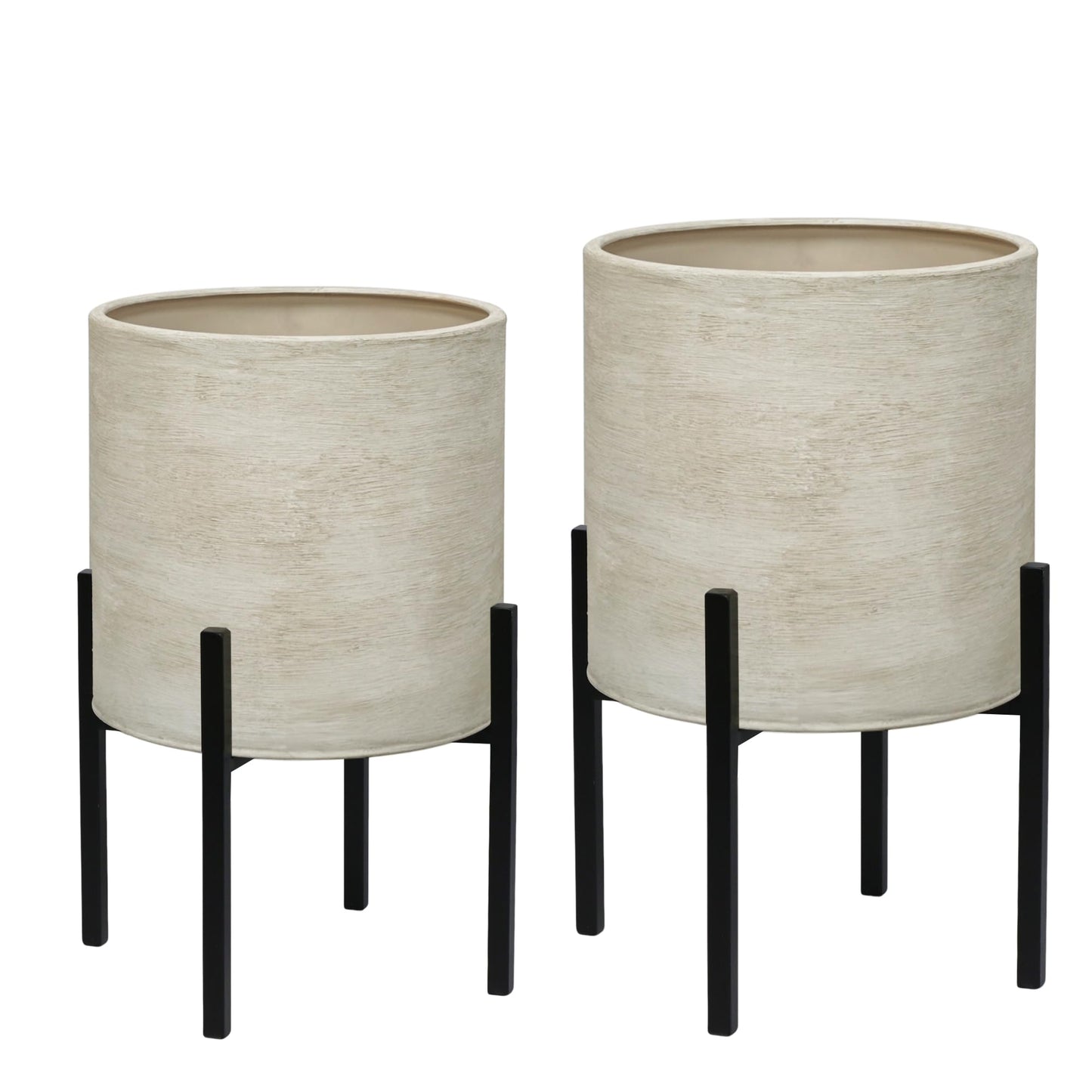 ARNIS Modern Plant Pots, Set of 2 Large Planters with Stand, Decorative Planters, Metal Pots with Drainage Holes for Living Room, Office, Garden or Balcony, 8.25 &10.5 Inch, Dirt