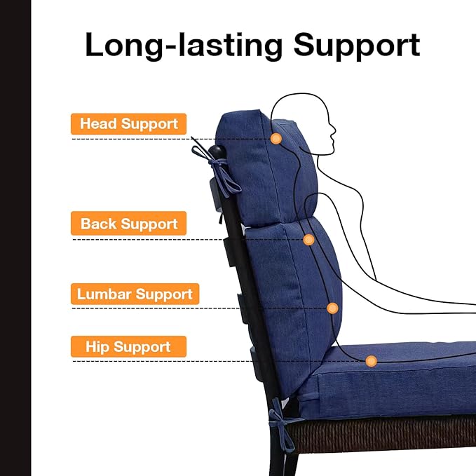 Unimatta Outdoor High Back Chair Cushion Seat Pads, 44 x 21 Inch