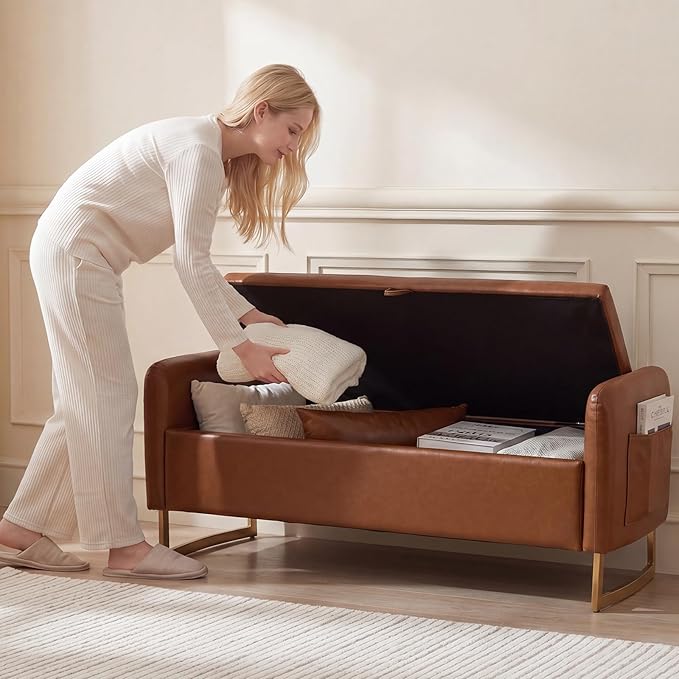 48" End of Bed Bench, Modern Storage Benches