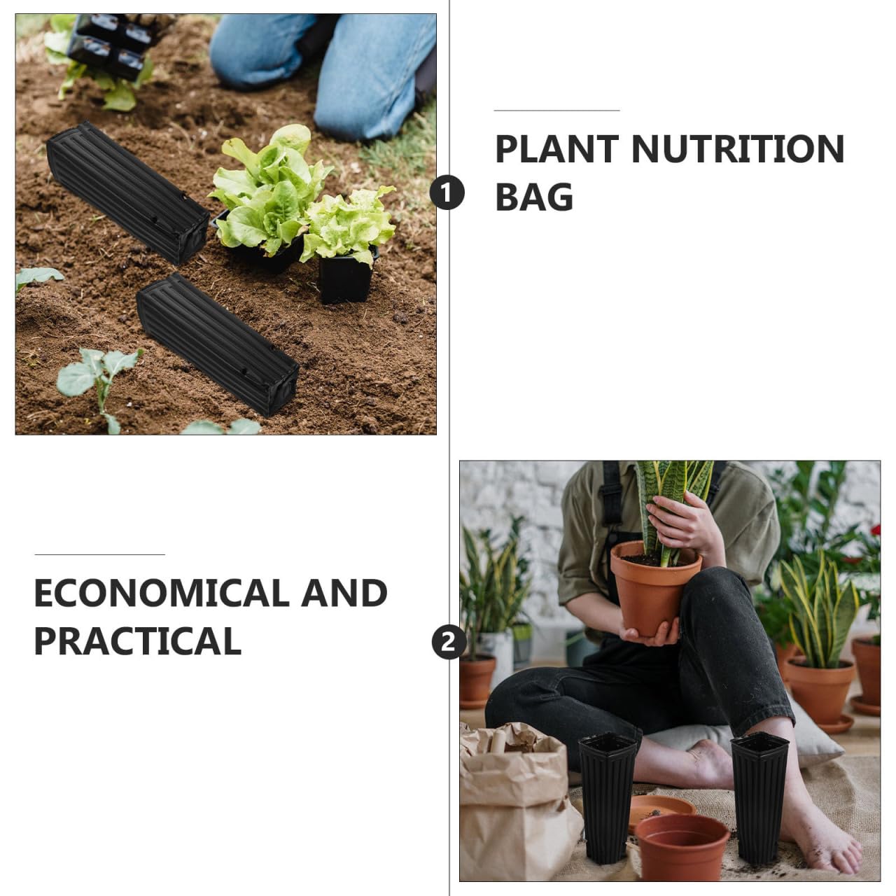 Alasum Durable Seedling Nursery Grow Bags 11.81X3.93X3.93In - Breathable Planting Pouches for Vegetables Flowers and Saplings - Lightweight Garden Grow Bags with High Water Permeability for Indoor Out