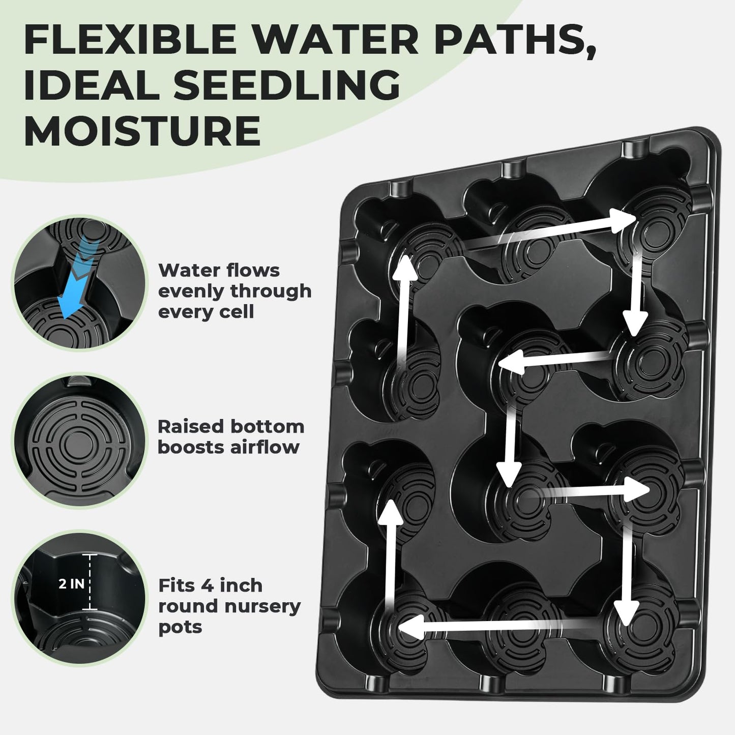 homenote 4 Inch Seed Starting Trays 5 Pack, 12-Cell Seedling Starter Trays for Indoor Outdoor Growing, Plant Starter Germination Trays for Pots Seedlings 4" Opening Compatible Pots