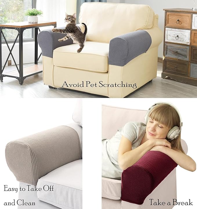 Sofa Arm Chair Covers, Couch Armrest Armchair Covers, Stretch Anti-Slip