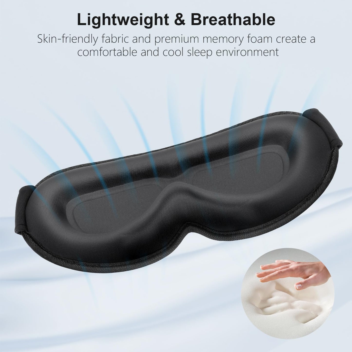 Gritin 100% Blackout Sleep Eye Mask for Women Men, Zero Pressure Sleeping Mask - Ergonomic Design 3D Cutout Eye Movement and Eyelash Friendly Night Blindfold, Ultra Soft Comfortable for Sleeping