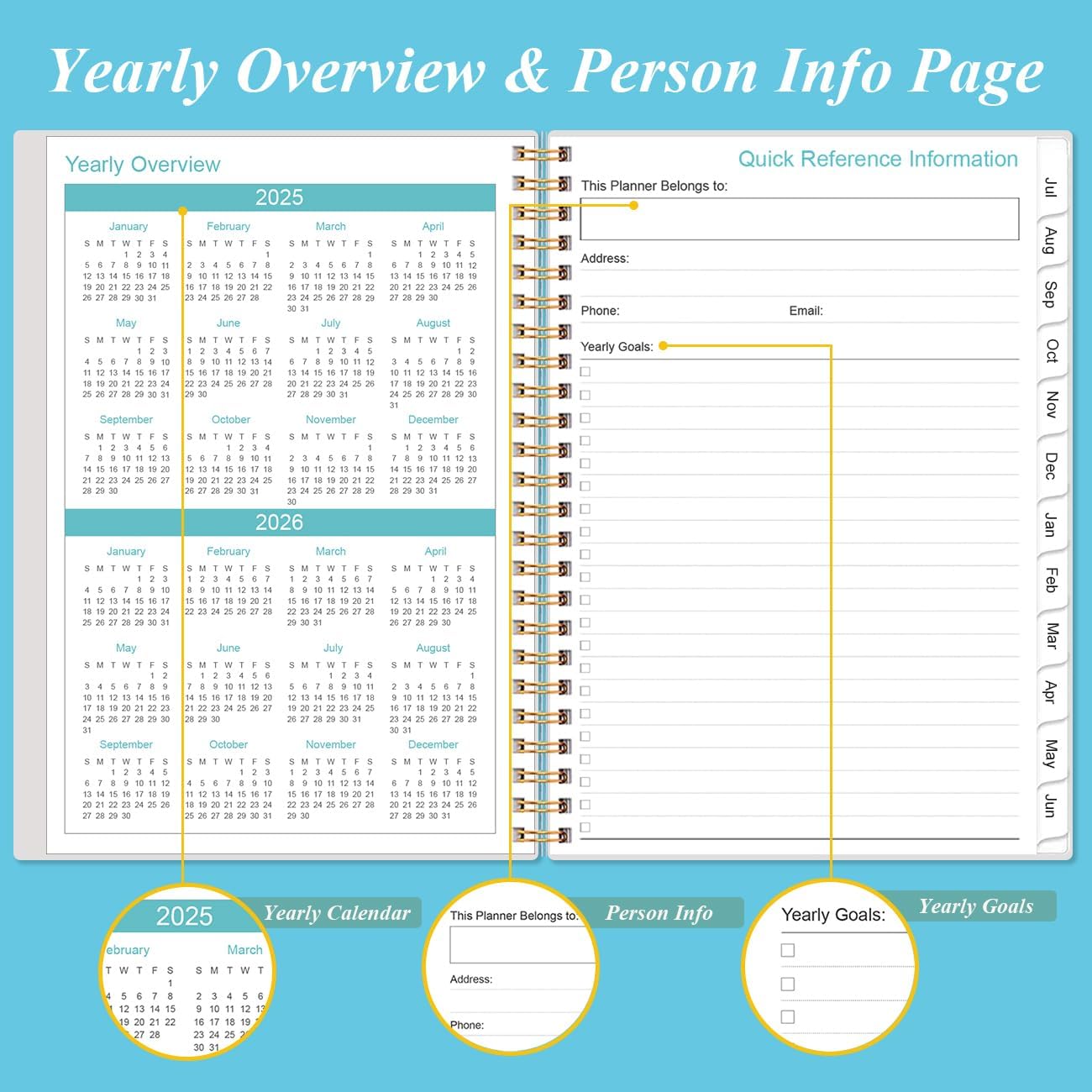 2025-2026 Appointment Book & Planner - Hourly Planner from July 2025 - June 2026, Weekly Appointment Book 2025-2026 with 30-Minute Interval, 6.4" x 8.5", Blue Watercolor