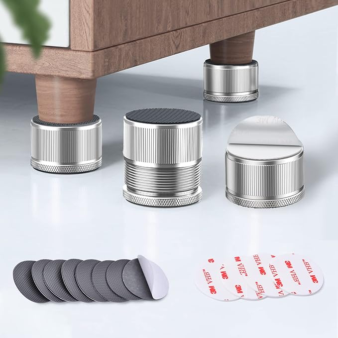 Furniture Risers 1 inch Adjustable, 4 Pack 0.9"-1.7" Metal Table Leg Risers