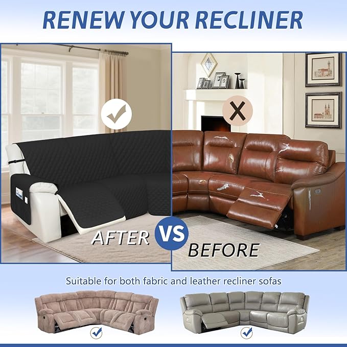 Arfntevss Recliner Sectional Couch Covers 1OO% Waterproof L Shape Sofa Cover