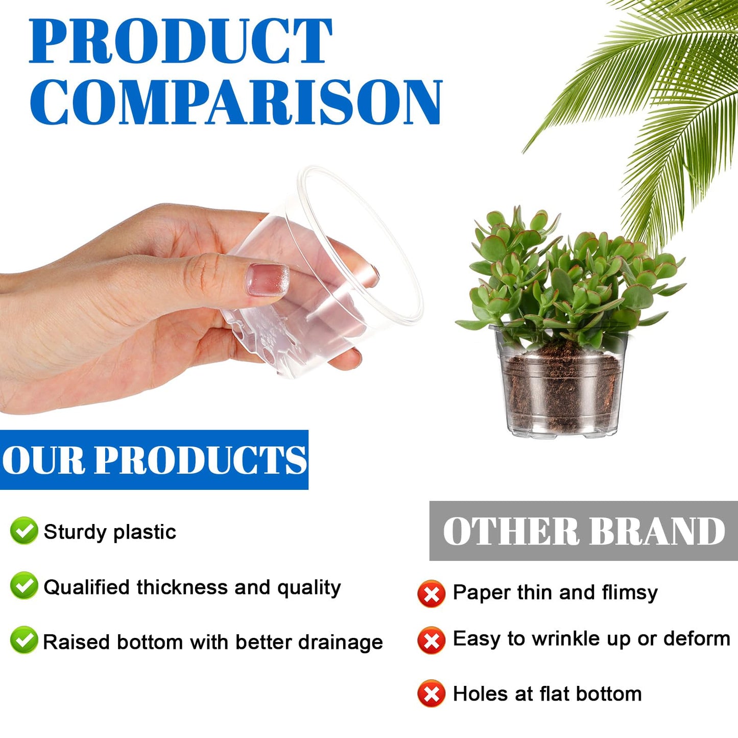 wutfuooo 200 Pcs Clear Mini Plastic Plant Pot Nursery Seedling Pots Seed Starter with Drainage Holes for Indoor Outdoor Garden Succulent Plants Cuttings Transplanting