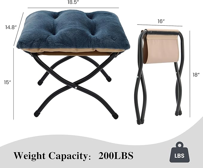 15" Folding Ottoman, Foldable Footrest Stool, Portable Small Foot Stool