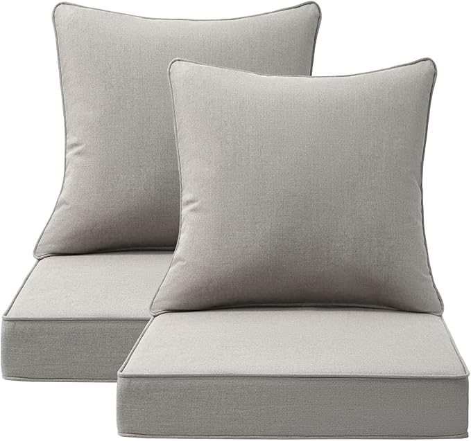 Sunbrella Outdoor Deep Seat & Back Cushion Set, 24 x 24 Inch Water Repellent