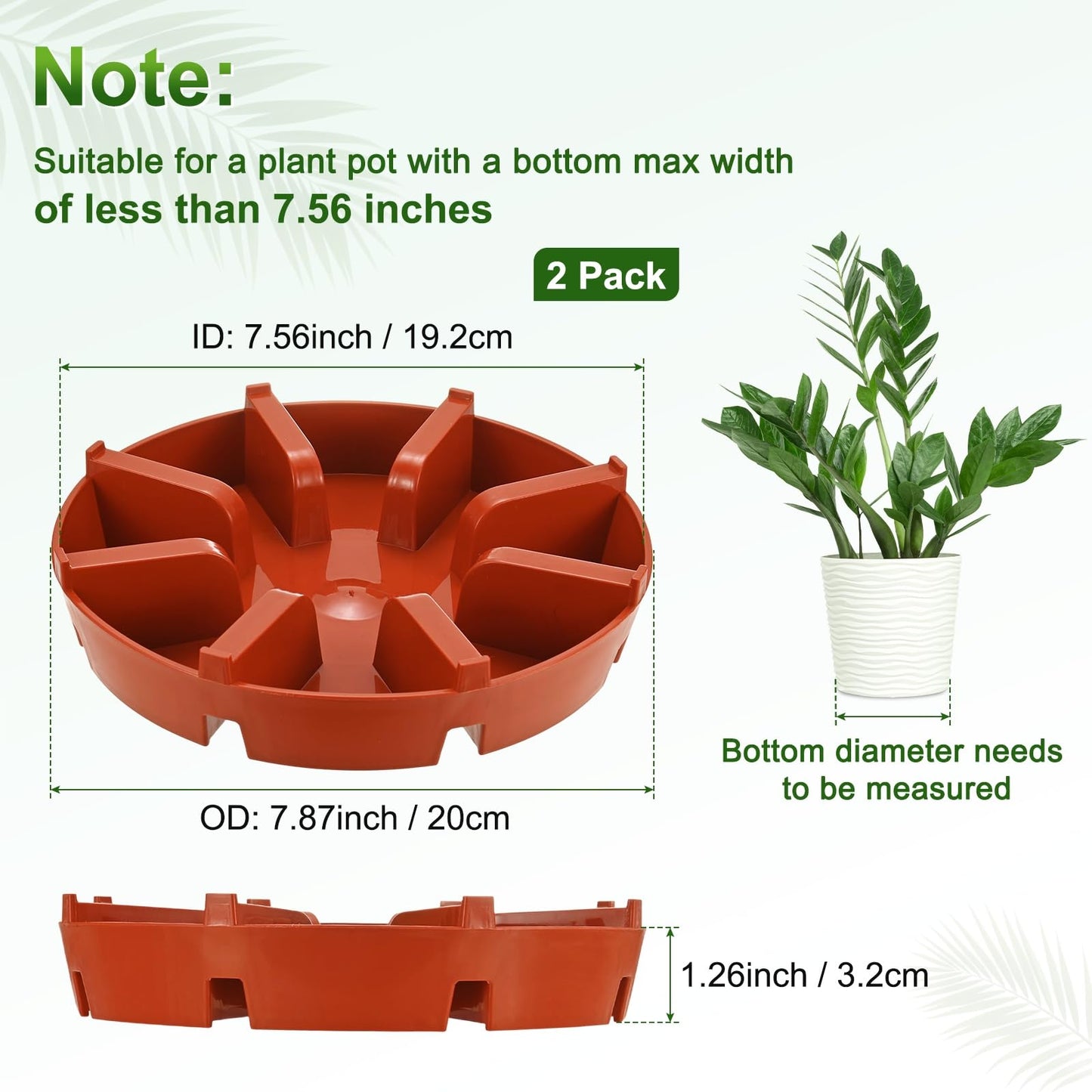 M METERXITY 2-Pack Plant Saucer, 7.56 Inch/19.2 cm Plastic Plant Trays Thicker for Pots/Indoor/Outdoor/Water Drainage and Protection, Flowerpot Drip Tray [Red]