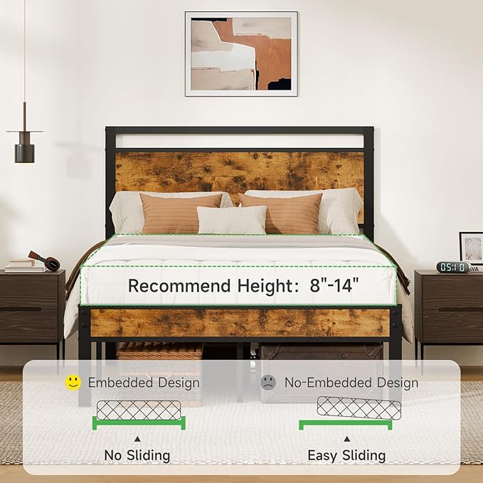 Z-hom Upgraded Full Size Bed Frame, Heavy Duty Metal Sturdy Full Bed Frame