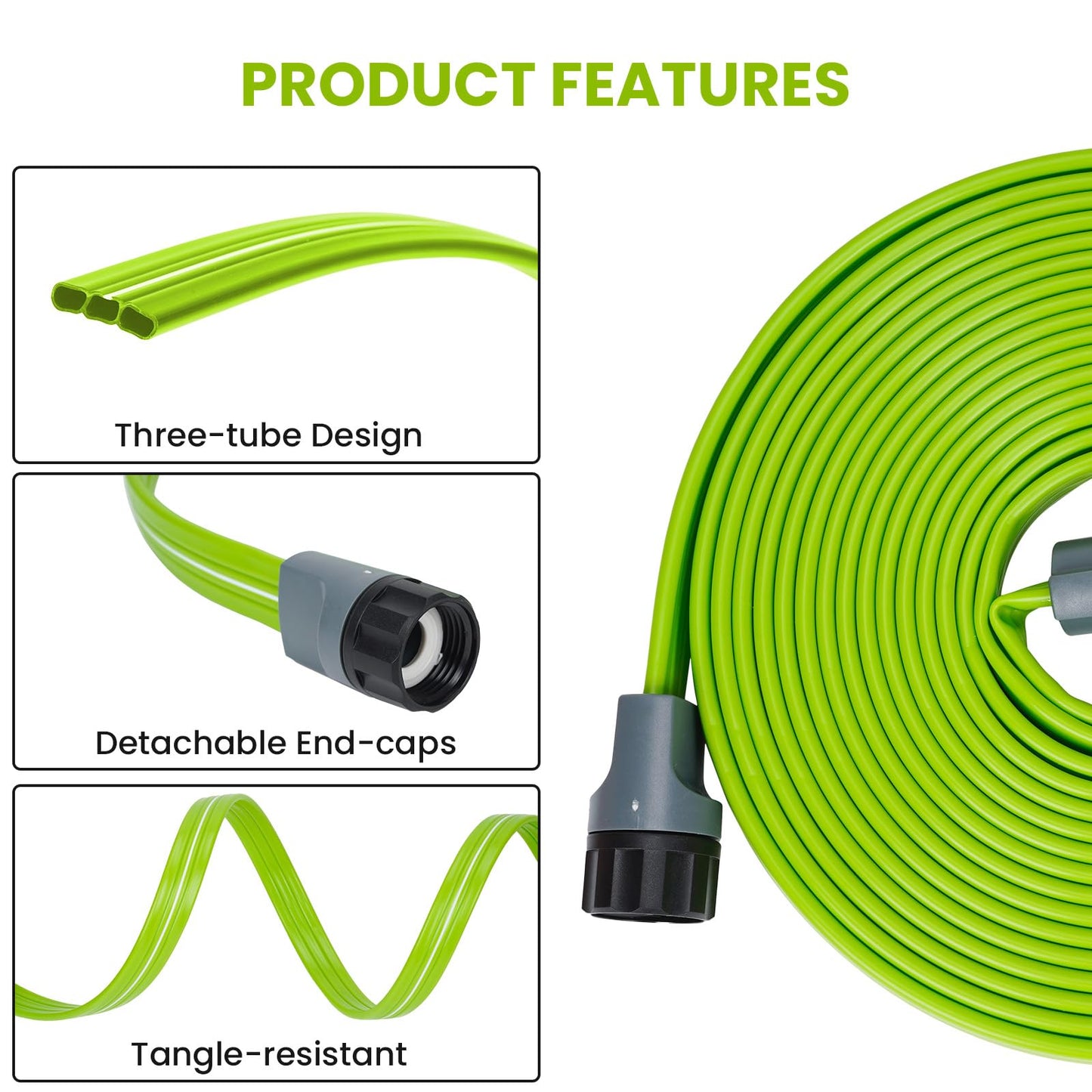 Sprinkler Soaker Hose 50FT with Holes, Garden Watering Hose with Stakes, Drip Hose Sprinkler, Efficient Saving Water for Lawn Garden and Yard, Leakproof