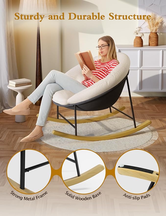 Kidirect Wide Rocking Chair Nursery, Comfy Saucer Nursery Rocking Chairs