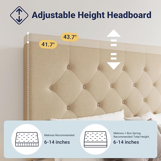 Allewie Upholstered King Size Platform Bed Frame