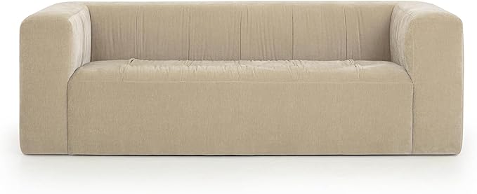 Pemberly Row Contemporary Upholstered Sofa, Upcycled Chenille, Sustainable